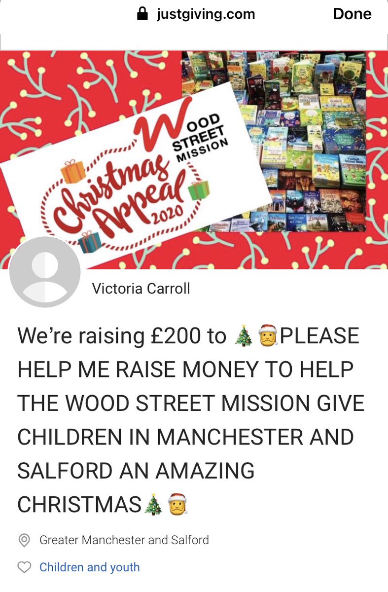 Please help me help the Wood Street Mission give children in Greater Manchester an amazing Christmas!

justgiving.com/crowdfunding/s…

#woodstreetmission #fundraisingforacause #fundraisingforchildren #greatermanchester #salford #giveasmile #helpchildren #christmasgifts #bekind