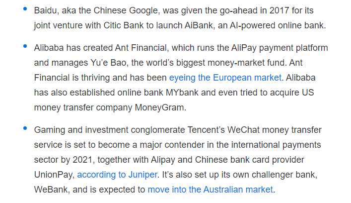 Since 2014 we have indeed seen retailers and large big tech moving further ahead in the payment space. With a serious Chinese threat emerging. https://wup.digital/blog/tech-giants-banking-amazon-in-banking/