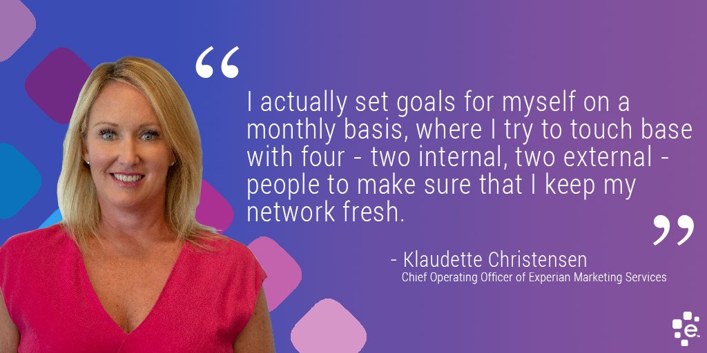 Experian's tweet photo. Klaudette Christensen, Chief Operating Officer of Experian Marketing Services, offers her advice on keeping your network tight and how to continuously learn from others. Listen to her episode of #LevelUpPodcast at https://t.co/r7TUPfIbc5 #TeamExperian https://t.co/YRTucRh1B3