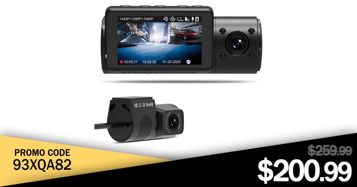 NeweggHotDeals's tweet photo. Hot Deal 📢
Vantrue N4 Dual Dash Cam 1440P Front &amp; 1080P Inside &amp; 1080P Rear Triple Dash Camera $200.99 w/ Promo Code: 93XQA82 https://t.co/INgiMgi4Ht https://t.co/FpYYkxfxdN