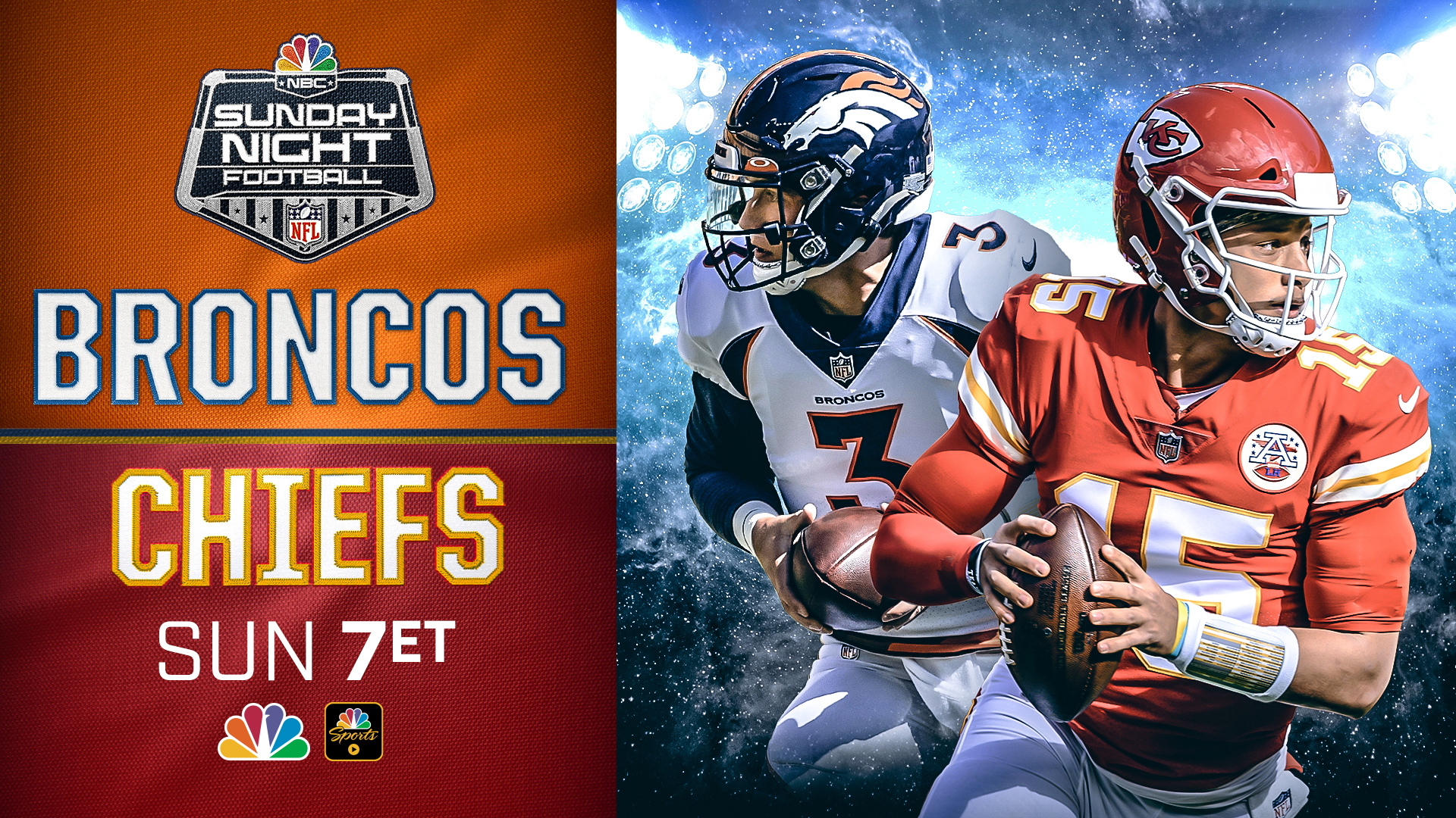 Sunday Night Football on NBC on X: SUNDAY 🤩 @Broncos vs. @Chiefs at  Arrowhead in prime time!  / X