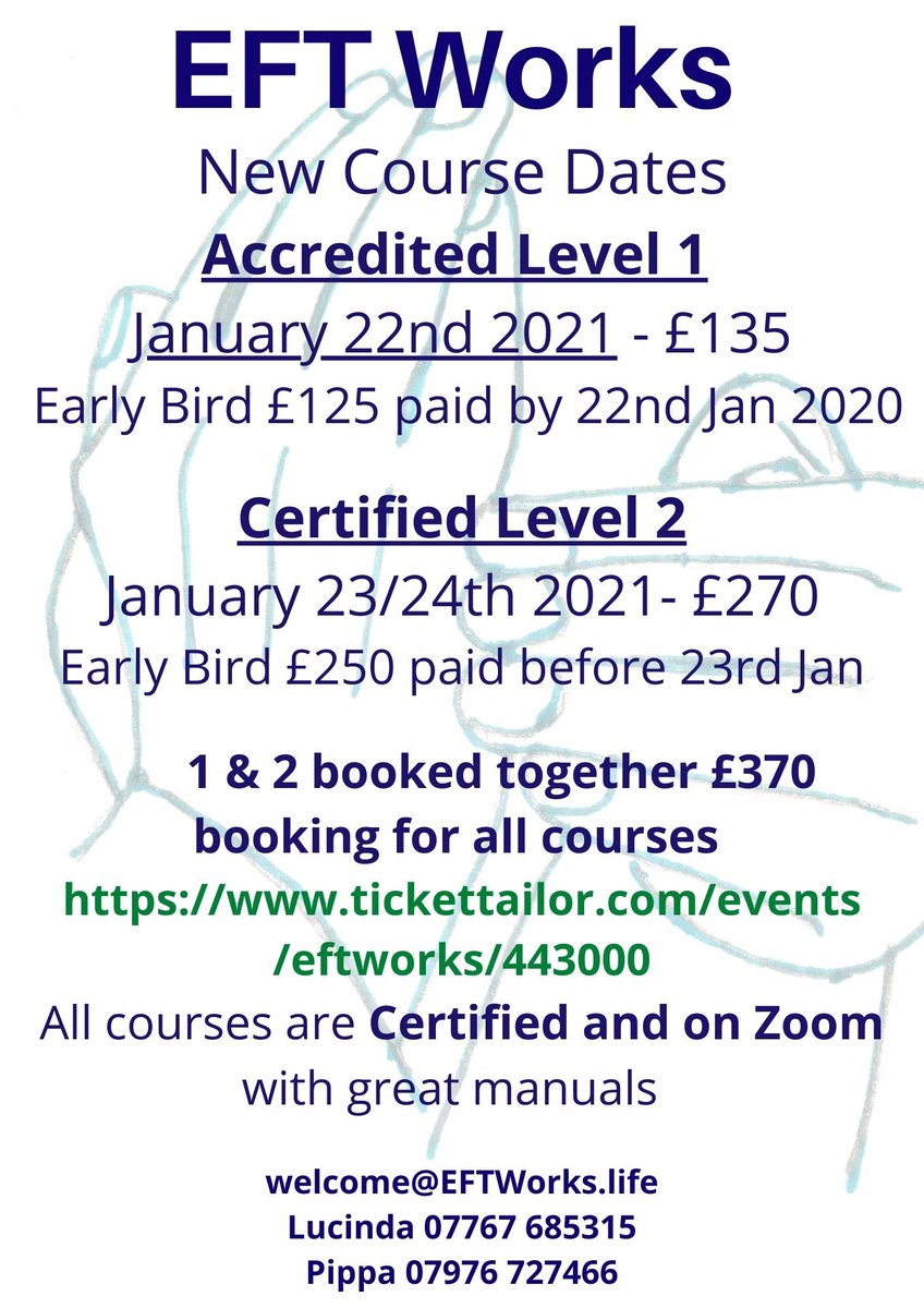So excited to share our new Jan 2021 Training dates.  Early Bird offer available til 22 December.  Open to interested public and professionals alike.  Want info call #EFTtraining #tapping #Januarycourses #EFTcourses #training #courses #CPD #certifiedcourses #certifiedtraining
