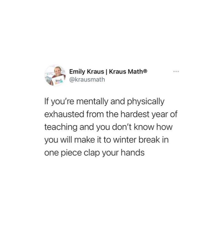 ReallyGoodStuff's tweet photo. Who else is feeling this one today? 🙋🙋♂️ Hang in there! 💙
📸 @krausmath #teacher #still2020 #hanginthere #weseeyou https://t.co/Sjry2cH9Rg