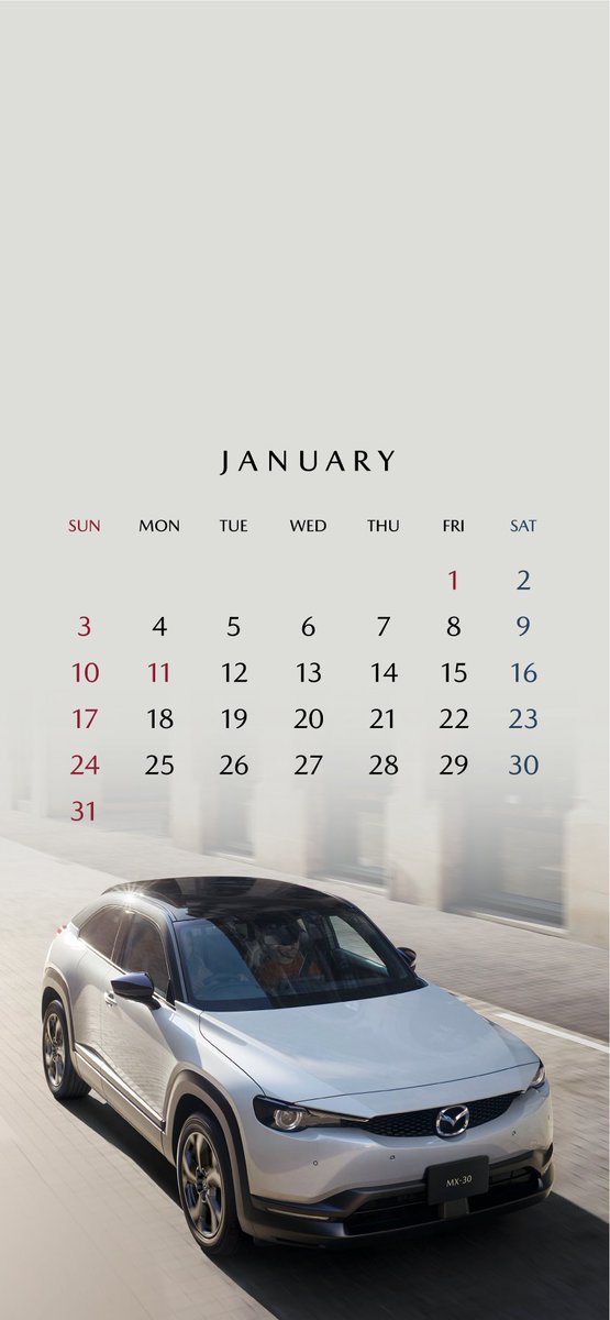 マツダ株式会社 本日は カレンダーの日 ということで 来年1月のカレンダーを作ってみました サイズの異なる2種類をご用意しましたので スマホの壁紙として使っていただけると嬉しいです 2月は アンケートで投票数の多かった車種のカレンダーを作成