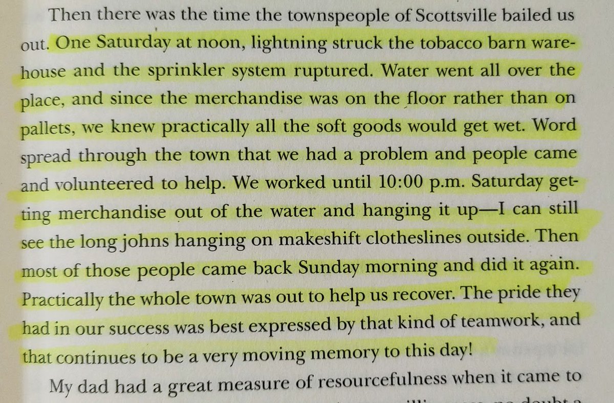 15/ For decades  $DG operated out of Scottsville, KY, where the first store was opened in 1929. Eventually DG moved to "big city" of Nashville, but Turners tried to keep their samllt town roots. Great anecdote about warehouse catching fire and the whole town pitching in to help.