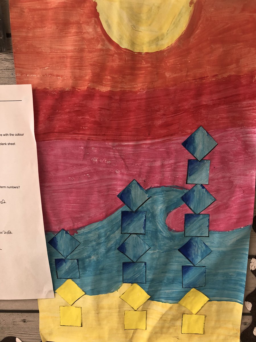 SabrinaTyrer's tweet photo. Linear Growing Pattern artwork. Some examples of student artwork demonstrating elements of art and pattern rules. Can you guess their pattern rules? @SummersCorners @ArtOfMathEd #tvdsbmath https://t.co/4FUUVH9WNZ