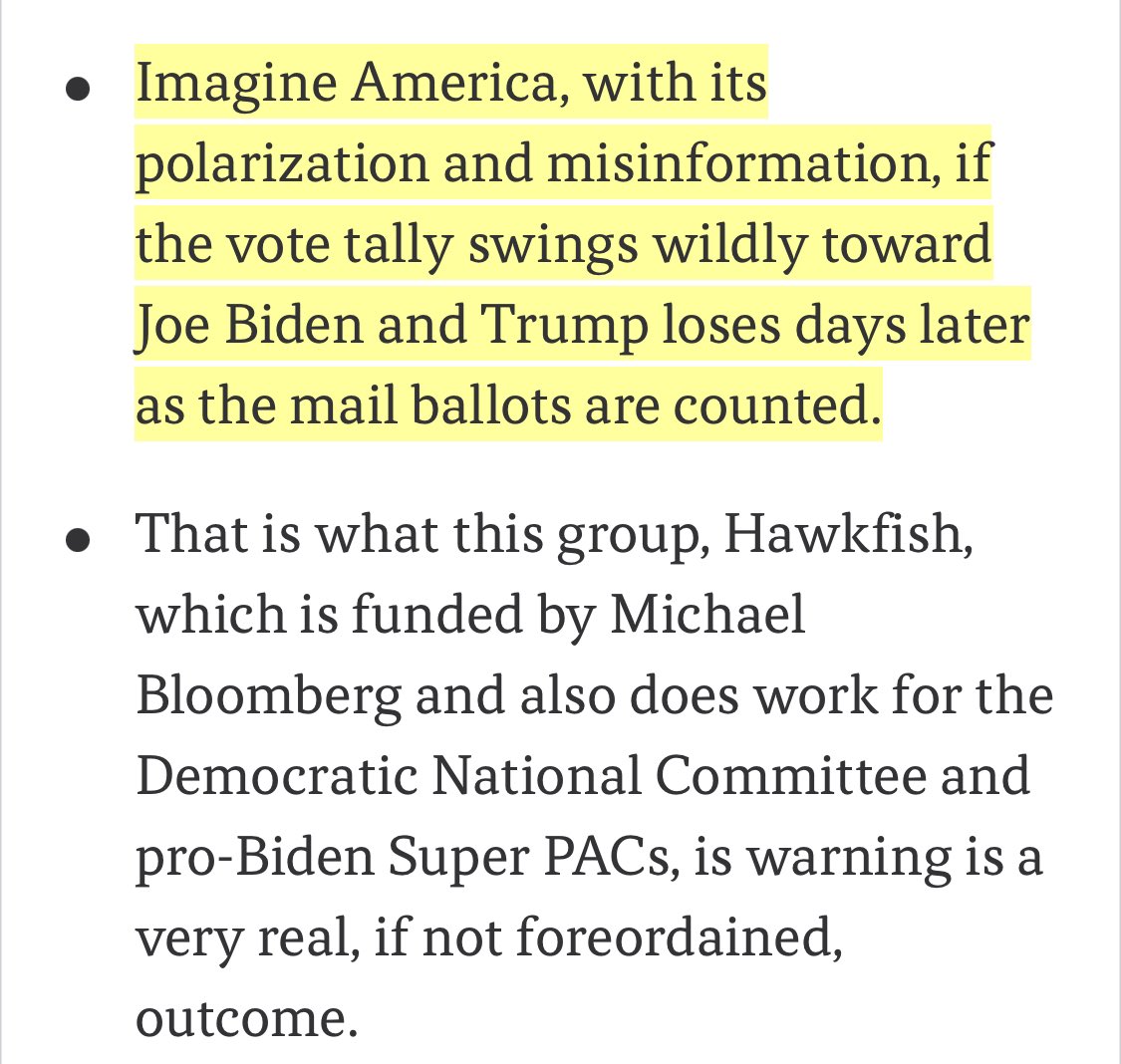This guy had laid out exactly what would happen, why it would happen and why it wasn’t an irregularity.Anyone arguing Trump’s point is either a liar or they’re stupid. https://www.axios.com/bloomberg-group-trump-election-night-scenarios-a554e8f5-9702-437e-ae75-d2be478d42bb.html