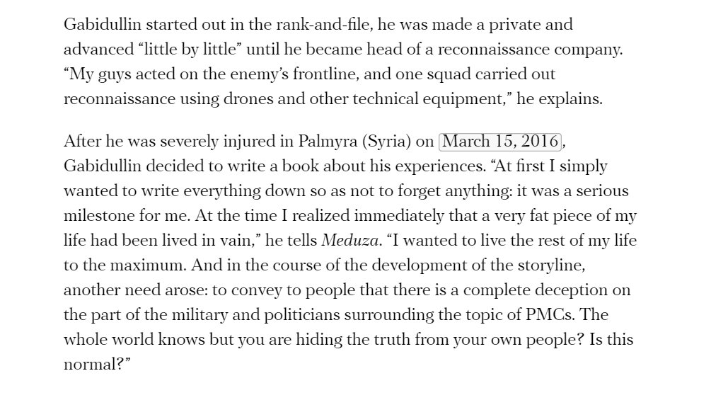 Gabidullin says he showed Prigozhin the book but was told to delay its publication. After the constitution was changed, allowing Putin to serve for longer, he says he was told that the book's publication would have to be delayed even longer. 3/ https://meduza.io/feature/2020/12/01/rebyata-vy-prednaznacheny-dlya-voyny