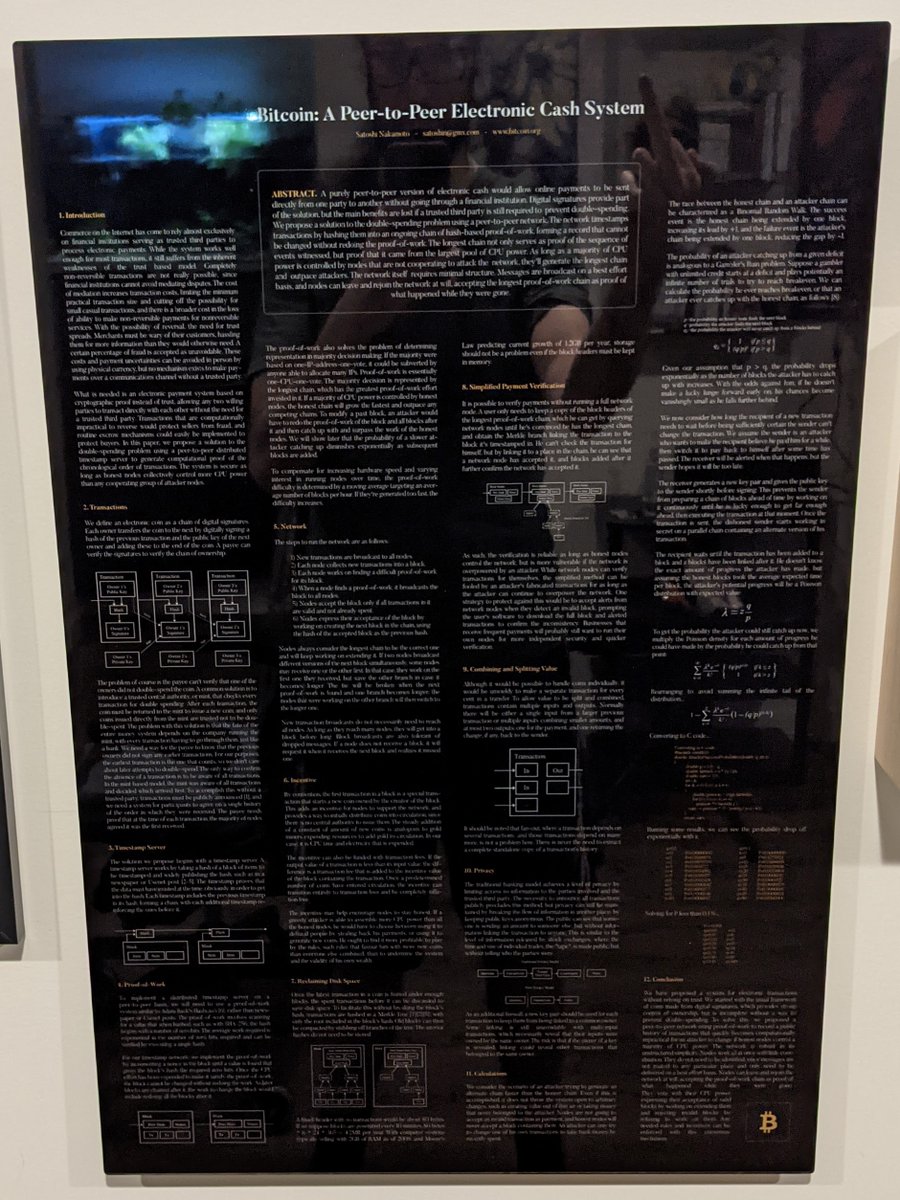 4/ A very reflective metal version of the  #Bitcoin   white paper (dark mode, of course).