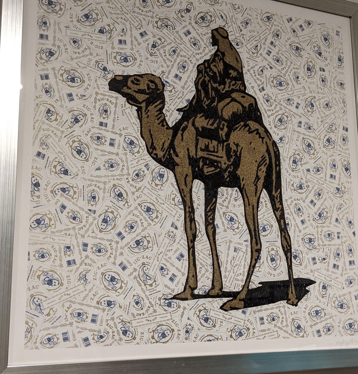 6/ You can't talk about the history of  #Bitcoin   without mentioning The Silk Road. This is a print. The original by  @cryptograffiti was created with rolling papers, hash oil, and cannabis - 