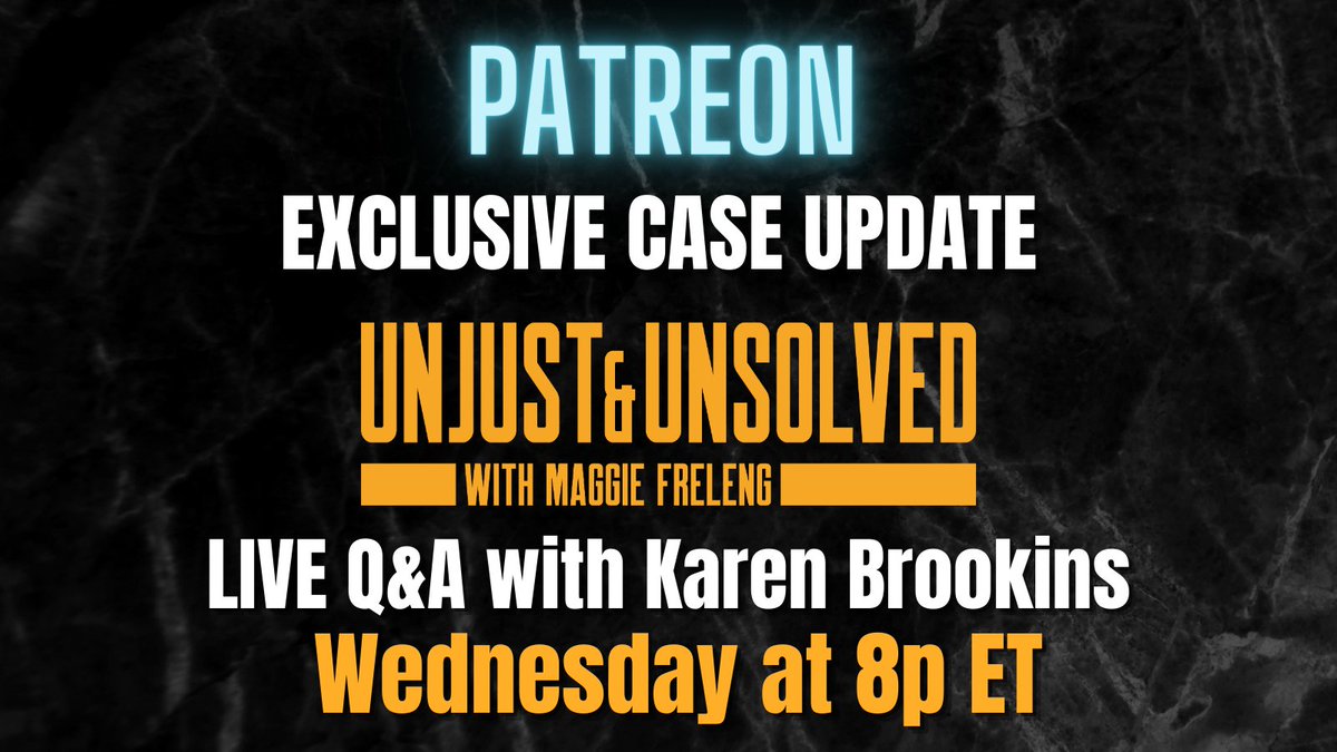 #HappeningNow: <a href="/maggiefreleng/">Maggie Freleng</a> is live on <a href="/Patreon/">Patreon</a> with <a href="/brookinsyoga/">bringbrookinshome</a> and several surprise guests – including <a href="/xoner8ed/">Marty Tankleff</a>! Don't miss this exclusive Q&amp;A: patreon.com/unjustandunsol…