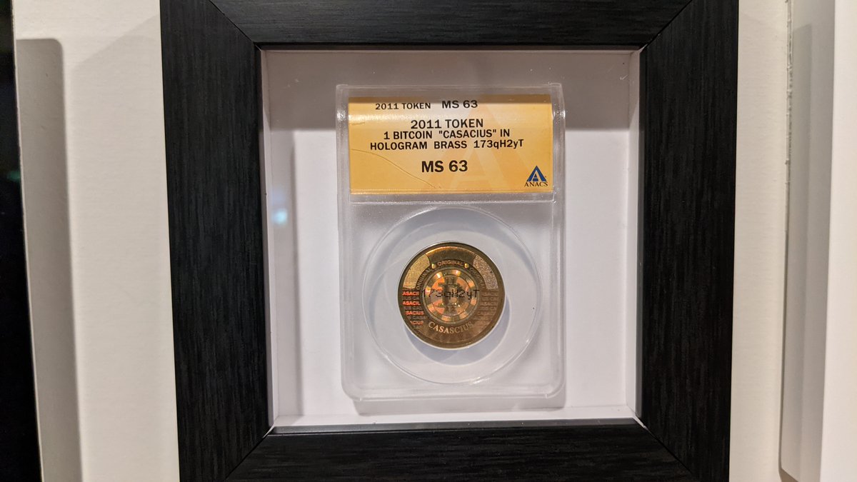 5/ Series 1, 2011 Casascius round by Mike Caldwell. I earned it selling a gyro in 2012 -  https://twitter.com/Mandrik/status/1295479336645144586