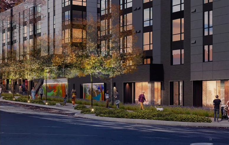 We're talking about a blank wall opposite the loading area, which will be addressed with a "vibrant mural."