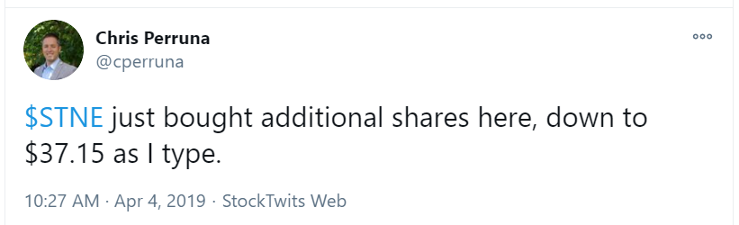 3) I made a 2nd buy of  $STNE 71% higher than my initial purchase as my conviction was growing.It helped that Warren Buffett was a large shareholder.