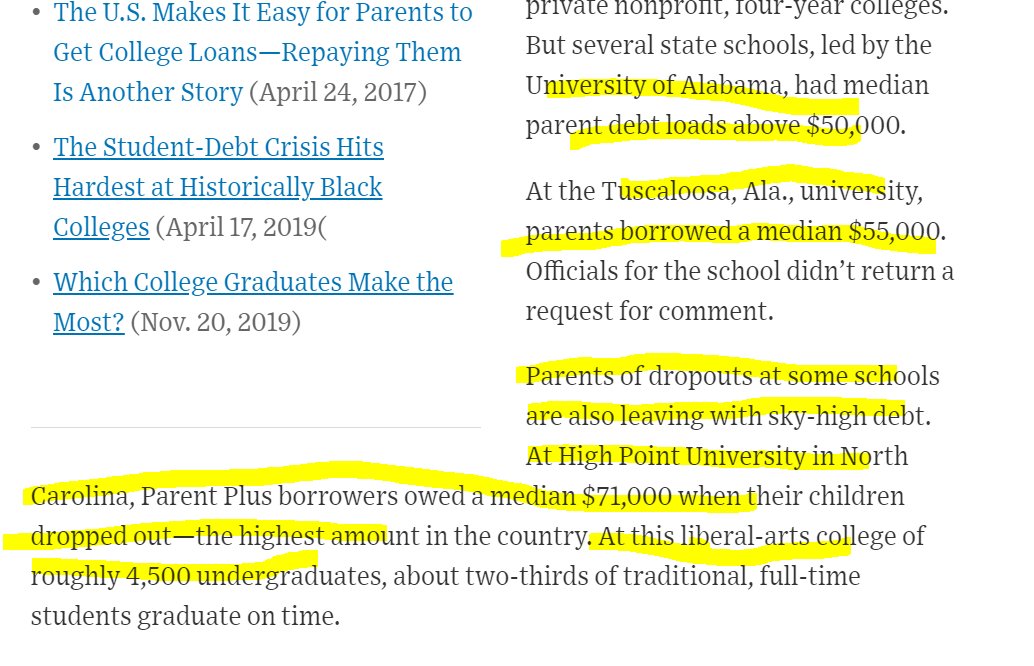 When children are ill prepared to go to college but PUSHED by aspirational parents or society that tells them that college is all about partying but not training grounds for the labor market, they FAIL & drop out. And guess what? The DEBT STAYS. Why not community college?