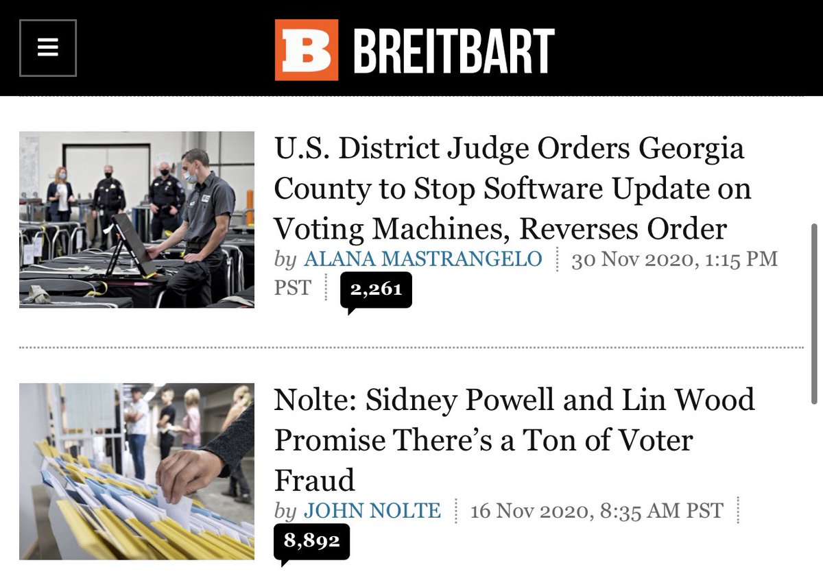 As an addendum to this I see Breitbart is going big on this tonight. But do an archive search and it’s interesting how they promoted Lin Wood until they didn’t.