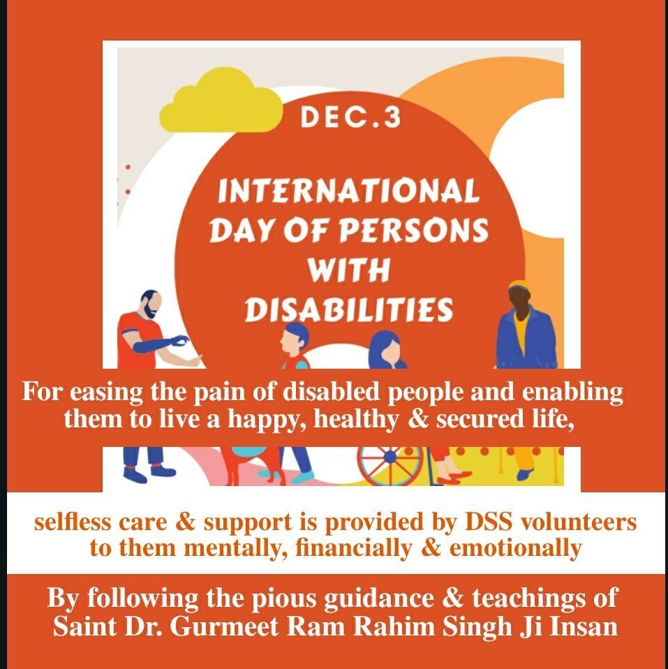 Komalsayyys's tweet photo. The organisation which also helps the disabled people is @derasachasauda .Selfless care and every support is being provided to them in every possible form. Various camps are also being held annually for their benevolence.
#InternationalDayOfPeopleWithDisability https://t.co/I8JWe7A6zF