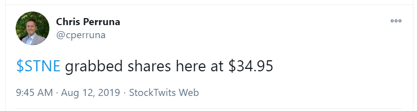 6) The stock gathered itself over the next two months so I jumped back in, in August at $34.95, 31% higher than my previous sell.I admitted that I made a mistake with  $STNE and paid up to get back in. Don't stay wrong.Lesson learned - or so I thought...