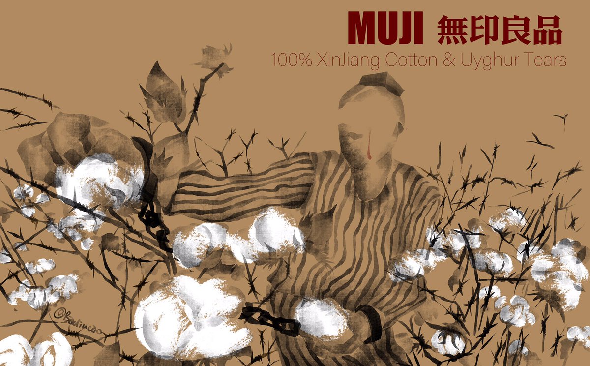 badiucao's tweet photo. 1/N

@Apple @tim_cook , @Nike, @CocaCola are lobbying against The Uyghur Forced Labor Prevention Act.
Brands like @ZARA @mujiusa support China’s  #Uyghur genocide via using XJ cotton.

I create new satire Ad against them. Get for free and expose them: https://t.co/2M8wbPGlPr https://t.co/DPN9fKmpTs