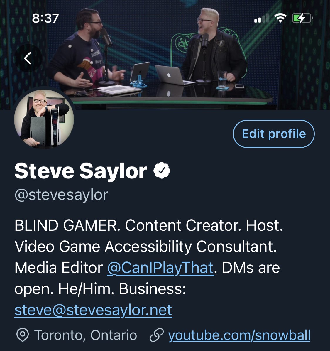 Screenshot of my Twitter bio.