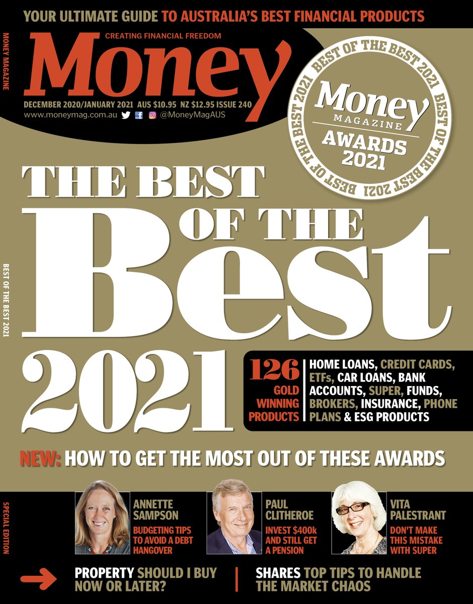 moneymagaus's tweet image. Our annual Best of the Best issue is out now! In this bumper awards issue, we name the best home loans, credit cards, super funds, phone plans, cars and more. Grab a copy from your newsagent or supermarket or order online now:  bit.ly/37GbrGb.
