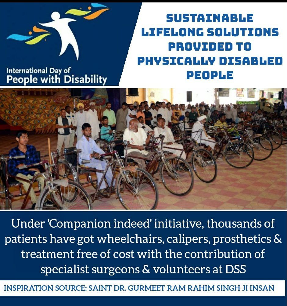 pritpalinsan09's tweet photo. #InternationalDayOfPeopleWithDisability
For the physically disabled peoples at @derasachasauda free medical polio camps are organised time to time &amp; super specialist doctor provide service at free of cost &amp; physical aid too provided to finicially weak patients. https://t.co/8l4N6Z27Z3