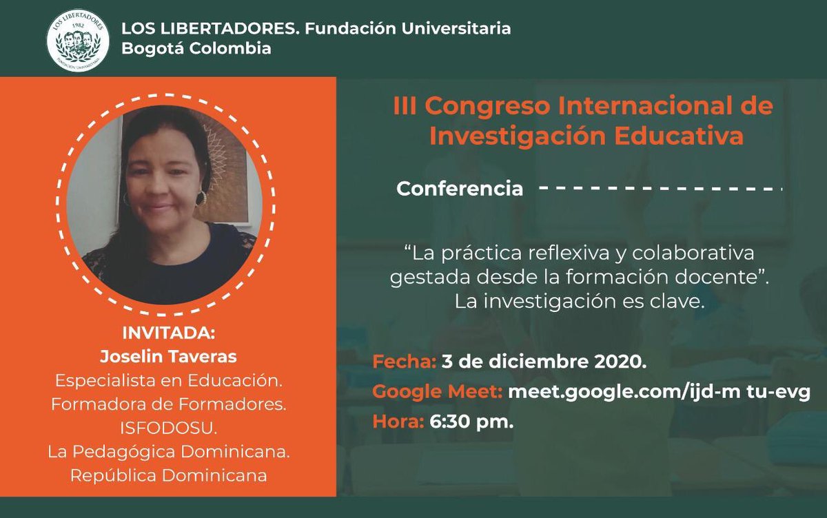 jennydanna1's tweet photo. #Agéndate | Te invitamos mañana a las 6:30pm al III #Congreso internacional de #Investigacion Educativa 👉🏻 #Recomendado por #FullInvestigaciones,
@UniLibertadores, #FullMaestria en Educación y grupo #FullLRP ↘️ #EventosUniversidades @ASCUN1 @IsfodosuRDo @Lupe91978764 https://t.co/yRt7lOODYb