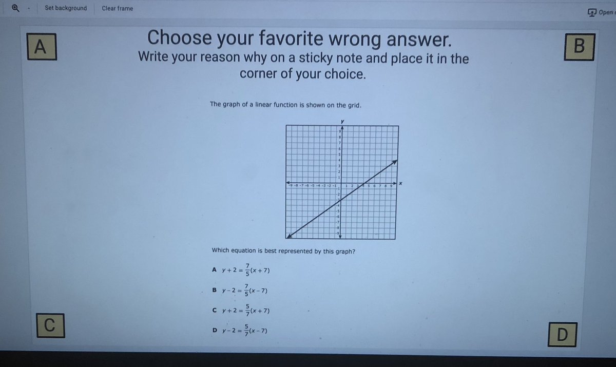 Rachel Mane (@manelymath) on Twitter photo Another favorite strategy, my favorite not! Choose a wrong answer, w/ a reason why! My Ss were so confident in a wrong answer more than sharing the right answer and why! Paired with <a href="/googlejamboard/">Google Jamboard</a> for virtual learning!
#mtbos #iteachmath <a href="/JamboardM/">JamboardMaster</a> Another favorite strategy, my favorite not! Choose a wrong answer, w/ a reason why! My Ss were so confident in a wrong answer more than sharing the right answer and why! Paired with <a href="/googlejamboard/">Google Jamboard</a> for virtual learning!
#mtbos #iteachmath <a href="/JamboardM/">JamboardMaster</a>