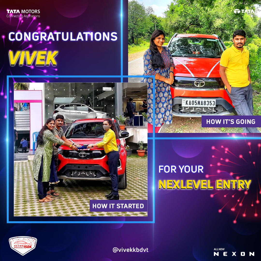 TATA_CARS's tweet photo. Congratulations Vivek for winning some #NexLevel prizes by participating in our #NexLevel150K celebrations!
.
.
#TataNexon #NexLevel150K #NewForever #TataMotors https://t.co/dNUcXh6wkt