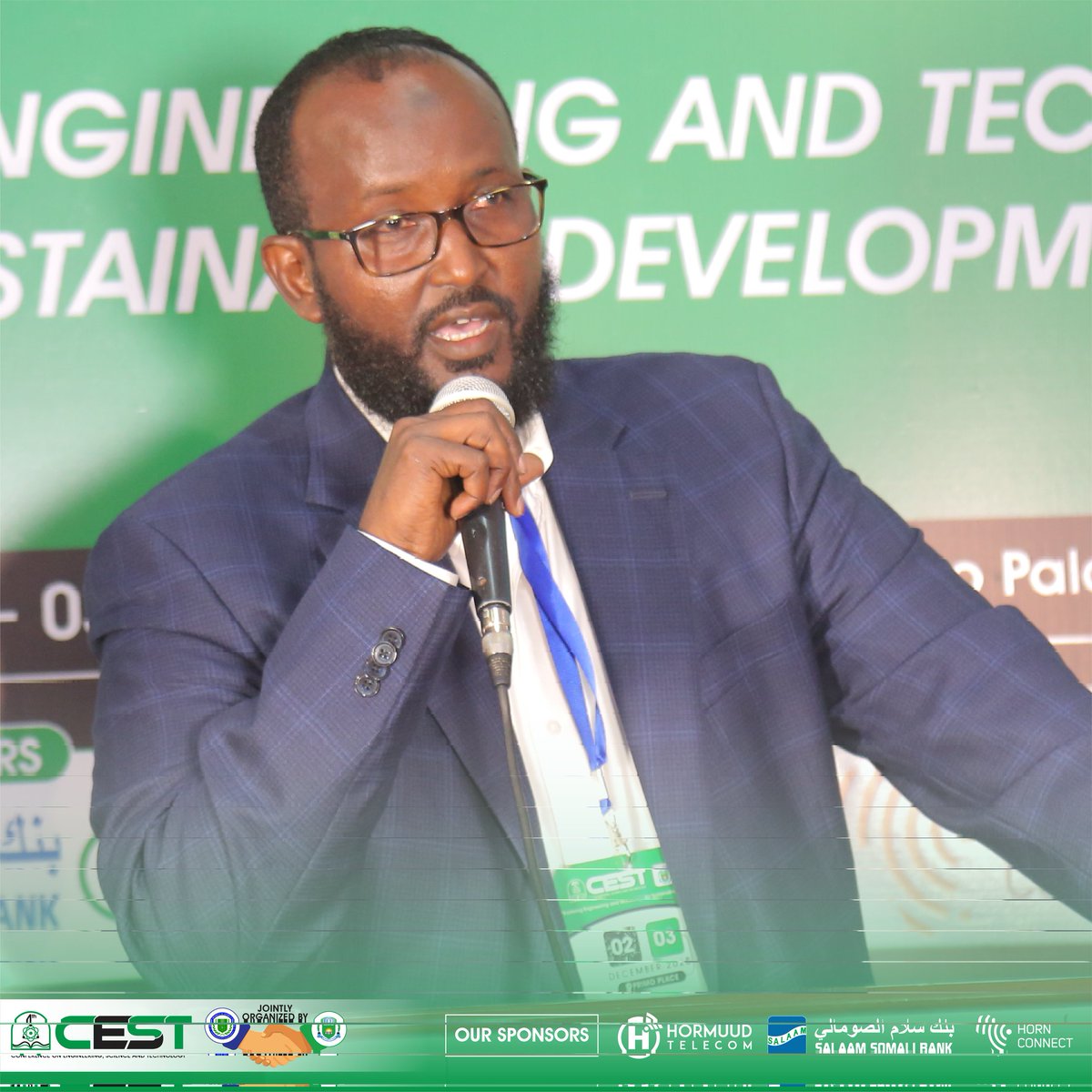 SIMADUniversity's tweet photo. Our 3rd keynote speaker of CEST2020, Mohamud Farah Ali,   Chief Technical - BECO, is currently giving a presentation on "Powering Progress in Somalia (Renewable Energy)".
#CEST2020 #SIMAD #JUST https://t.co/Ba75UHxgff