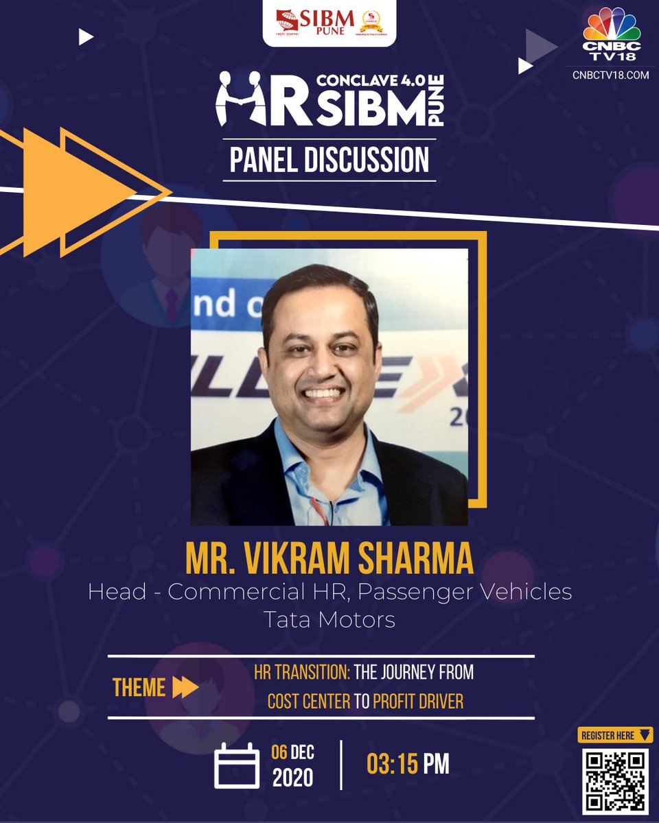 HRC_SIBMPune's tweet photo. We are proud to announce our next panellist for HR Conclave 4.0, Mr. Vikram Sharma, Head-Commerical HR, Passenger Vehicles Business Unit at Tata Motors.

We eagerly look forward to hearing his thoughts.  

Register at https://t.co/RSPes5UOcj

#HRConclave4 #SIBMPune https://t.co/Ti2kXB0GSb