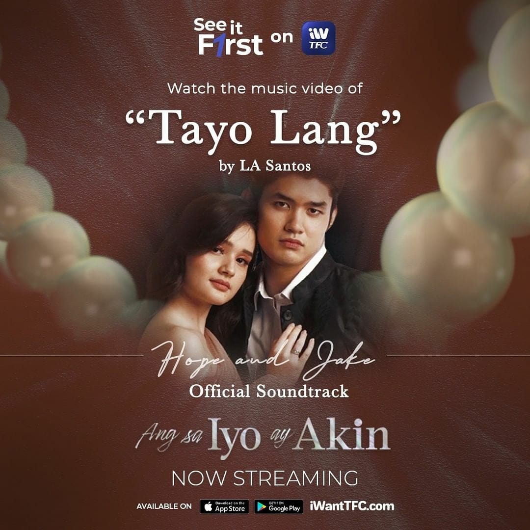 JRBcreativeprod's tweet photo. "Tayo Lang" by LA Santos, the official theme song of #KiRae #JHope is now streaming on iWantTFC! 
Just click on the Watch Preview button on the #AngSaIyoAyAkin show page. #JRBCreativeProduction https://t.co/9dIQFZpgGe