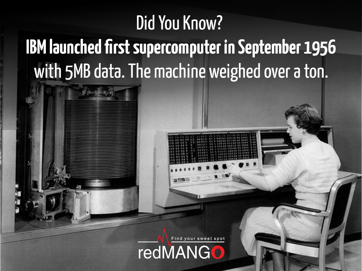 RedmangoA's tweet image. Did You Know?
IBM launched first supercomputer in September 1956 with 5MB data.
The machine weighted over a ton!

#firstcomputer #supercomputer #IBMcomputer #IBM #redmangoanalytics