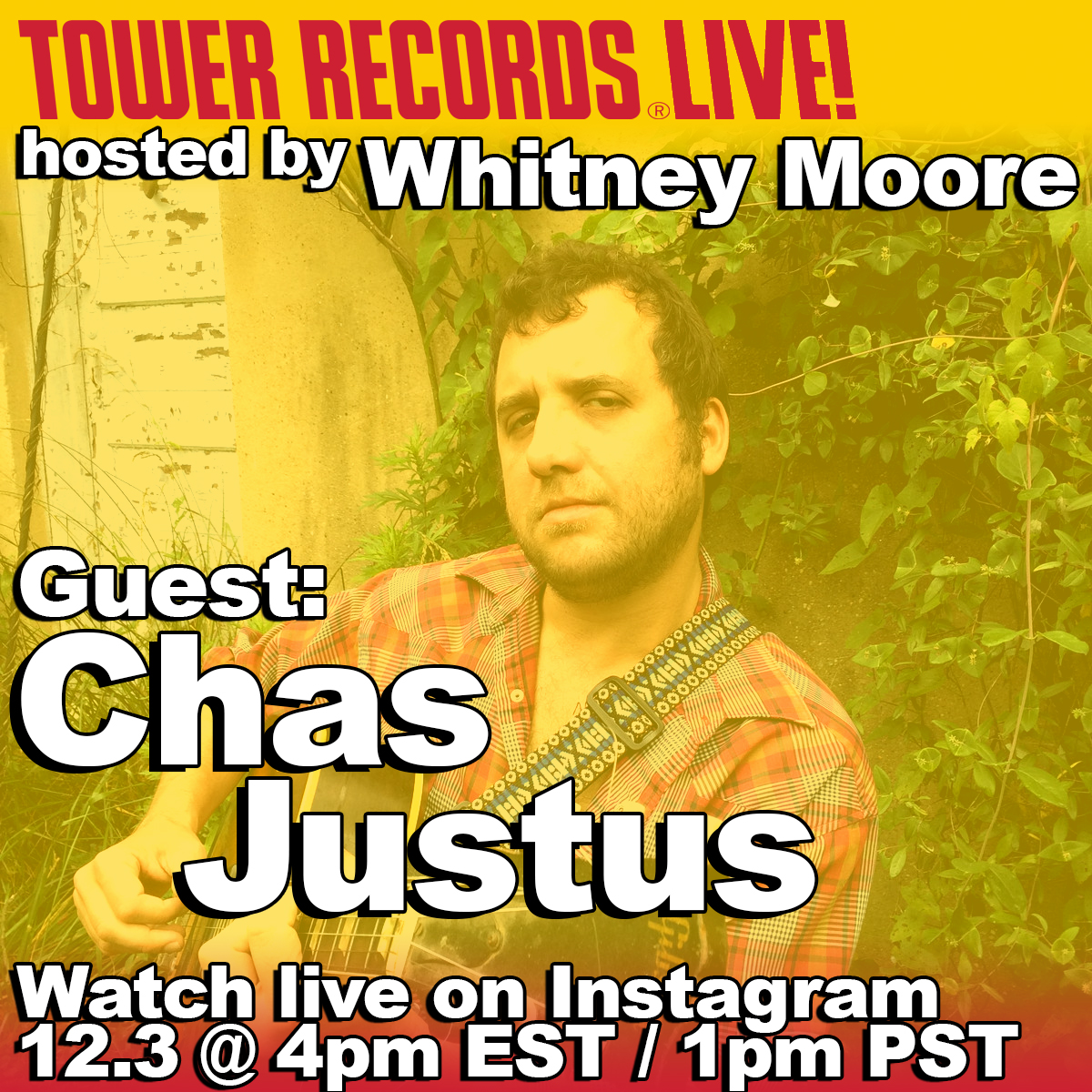 TowerRecords's tweet image. Today on #TowerRecordsLive, we lend a warm welcome to our friend #ChasJustus of #SouthLouisiana! Come hang with the artist and @TweetneyMoore to chat about #JoyeuxNoël, #BonChrismeusse: A Holiday EP 🎄 Join us on Instagram: #OfficialTowerRecords at 1pm PST / 4pm EST!