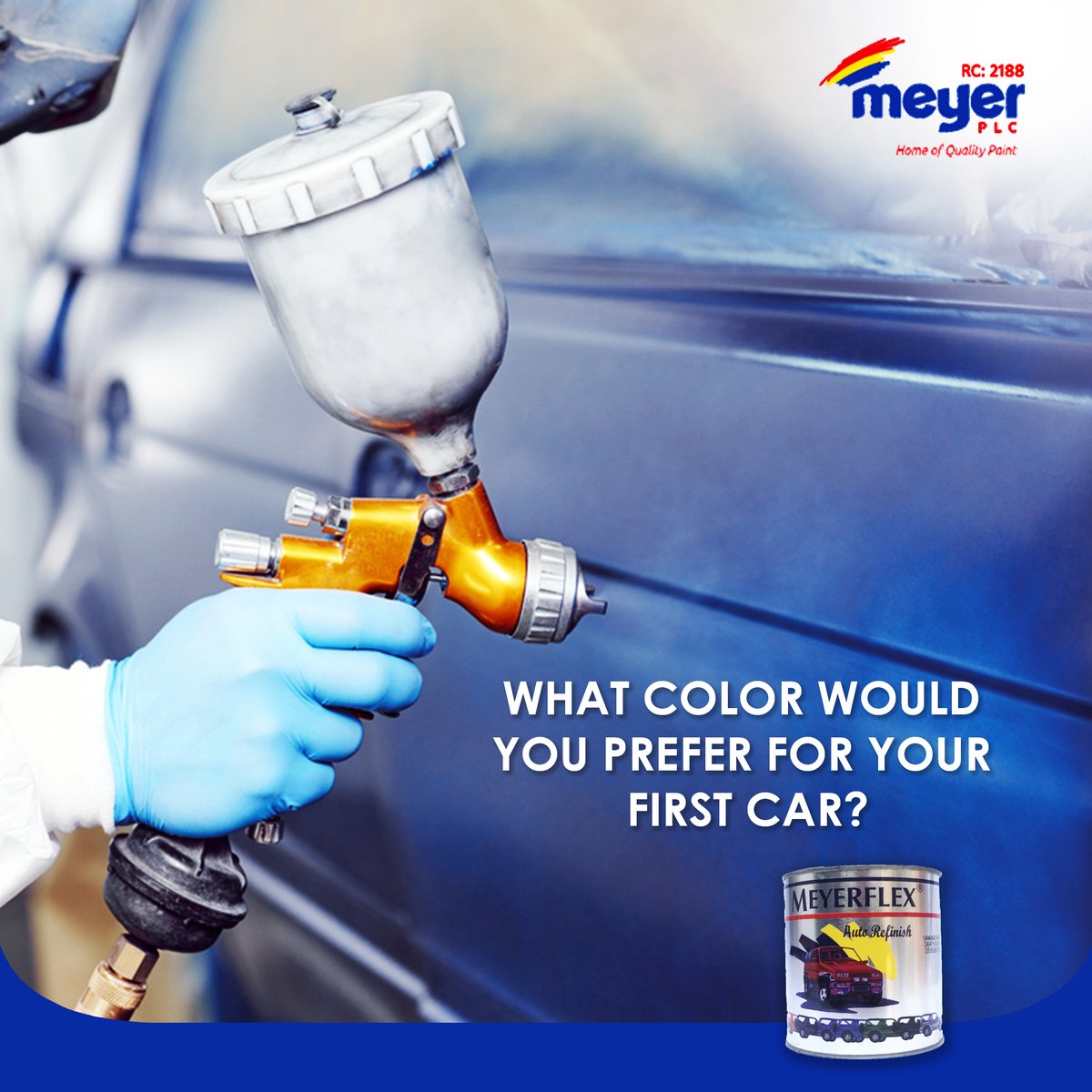 What color would you prefer for your first car?

Call 08020672366 or 08123438237 to get a MeyerFlex for your vehicle today.

#meyerplc #meyerpaints  #painting #ThursdayThoughts  #carpainting #carpaint #carpainter #cars4life #coolcars #carcare #car #DecemberWish