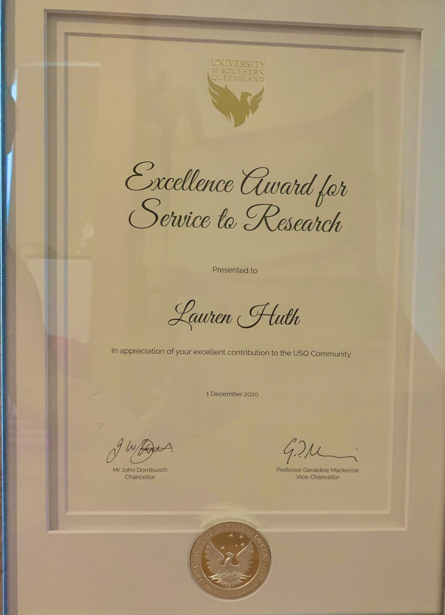 On Tuesday, I received the #usq #Excellence Award for Service to Research. After a very challenging year, a lot of late nights and a hefty wine bill...this year has cemented my passion for #science and #research. #usqpride @ILSE_USQ