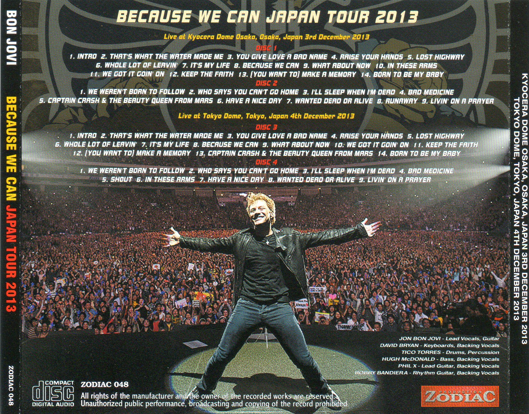 Edbecker 今日は13年ボン ジョヴィを聴いてます Bon Jovi Zodiac 048 Because We Can Japan Tour 13 Kyocera Dome Osaka Osaka Japan December 3 13 T Co Z2cic8frby