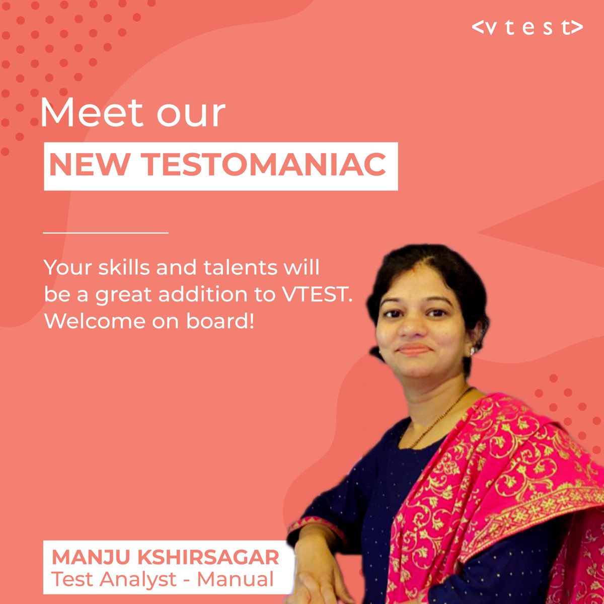 vtestcorp's tweet photo. Congratulations on being part of the team! Welcome aboard!

#softwaretestingcompany #softwaretestingservices #qacompanies #qaservices #softwaretesting #itindustry #testautomation #qualityassurance #testingtools #testers #outsourcesoftwaretesting #punejobs #awesometesting #vtest https://t.co/T2wB0rCOOQ