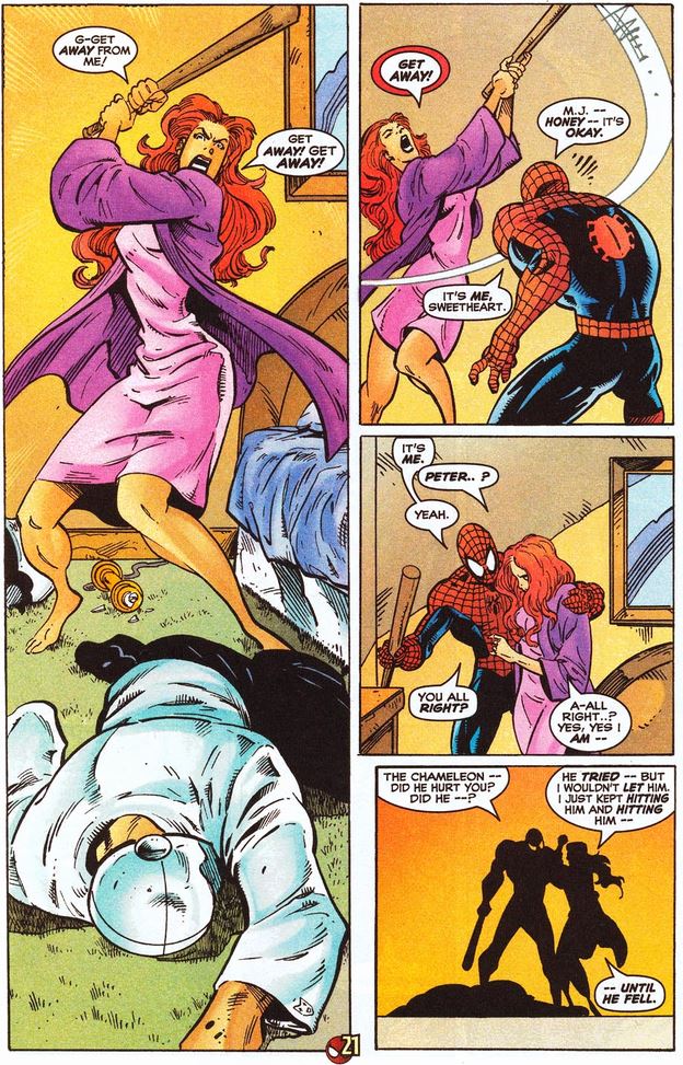 Mary Jane knocks out and humiliates the Chameleon...