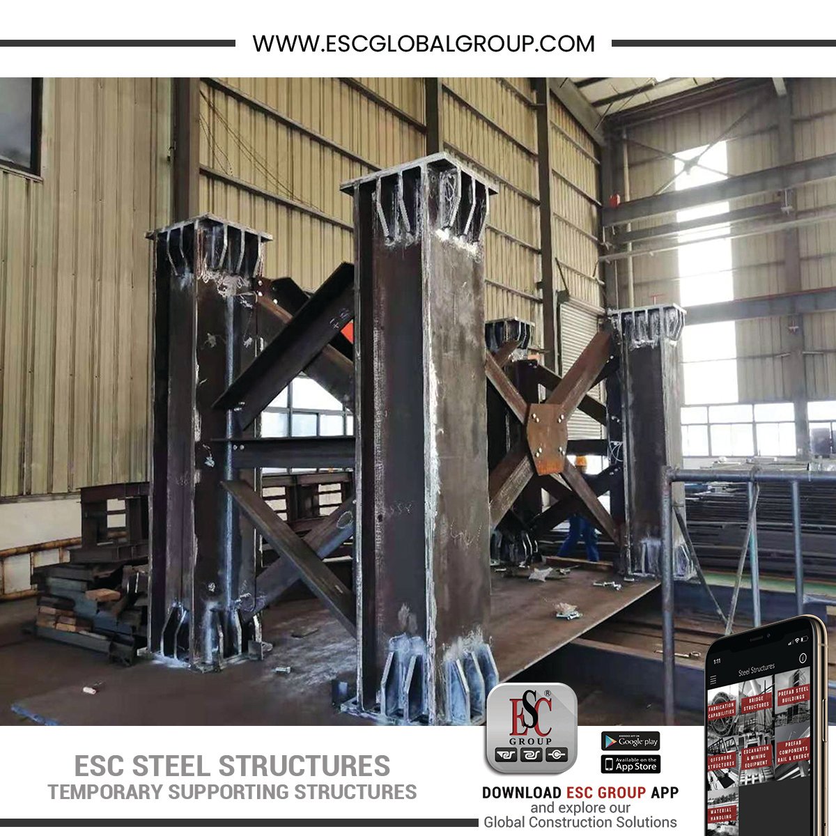 ESCPileSteel's tweet photo. Temporary supporting steel structures completing trial assembly in China for a flagship project in the Philippines #ESCGroup #ESCSteelStructures #AuxiliaryStructures #TemporarySupport #BridgeProject #Queencity #Philippines 🌐 https://t.co/YjnOY8mZGJ https://t.co/Xk4QiHqIDg