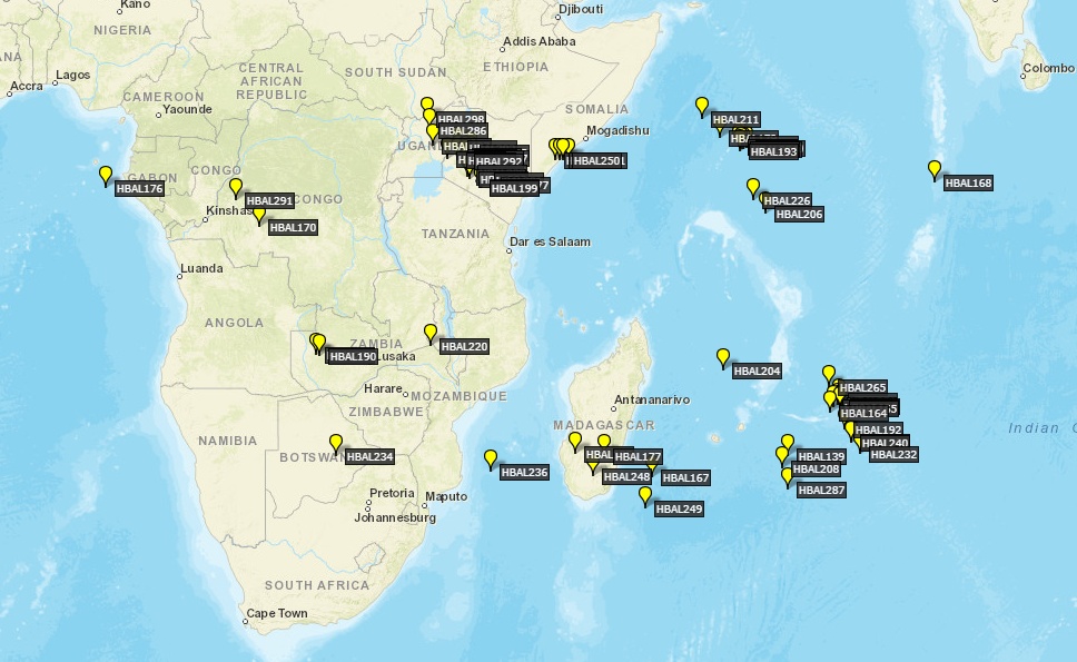 stratoballoon's tweet photo. Current status of @Loon4all worldwide fleet:
- Balloons in flight: 67
- Oldest one: #HBAL139 which has been 238 days aloft
Aproximate locations of each balloon in a worldwide map available at: https://t.co/xhU95hUAD0
#Loon #ProjectLoon #ProyectoLoon #Loon4all #HBAL https://t.co/1es8aJAAQP