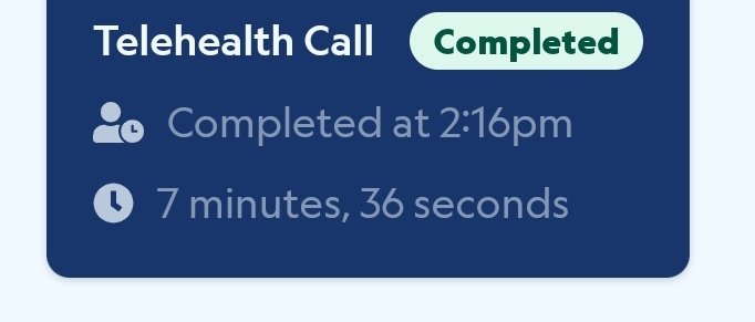 Update: I got my videocall. 5min after appointment time - let's call this a 15min block at my end to receive the medical care I needed. Had I have gone in person this would have been 3h out of my day once I got ready etc and recovered the energy to get back to work after.
