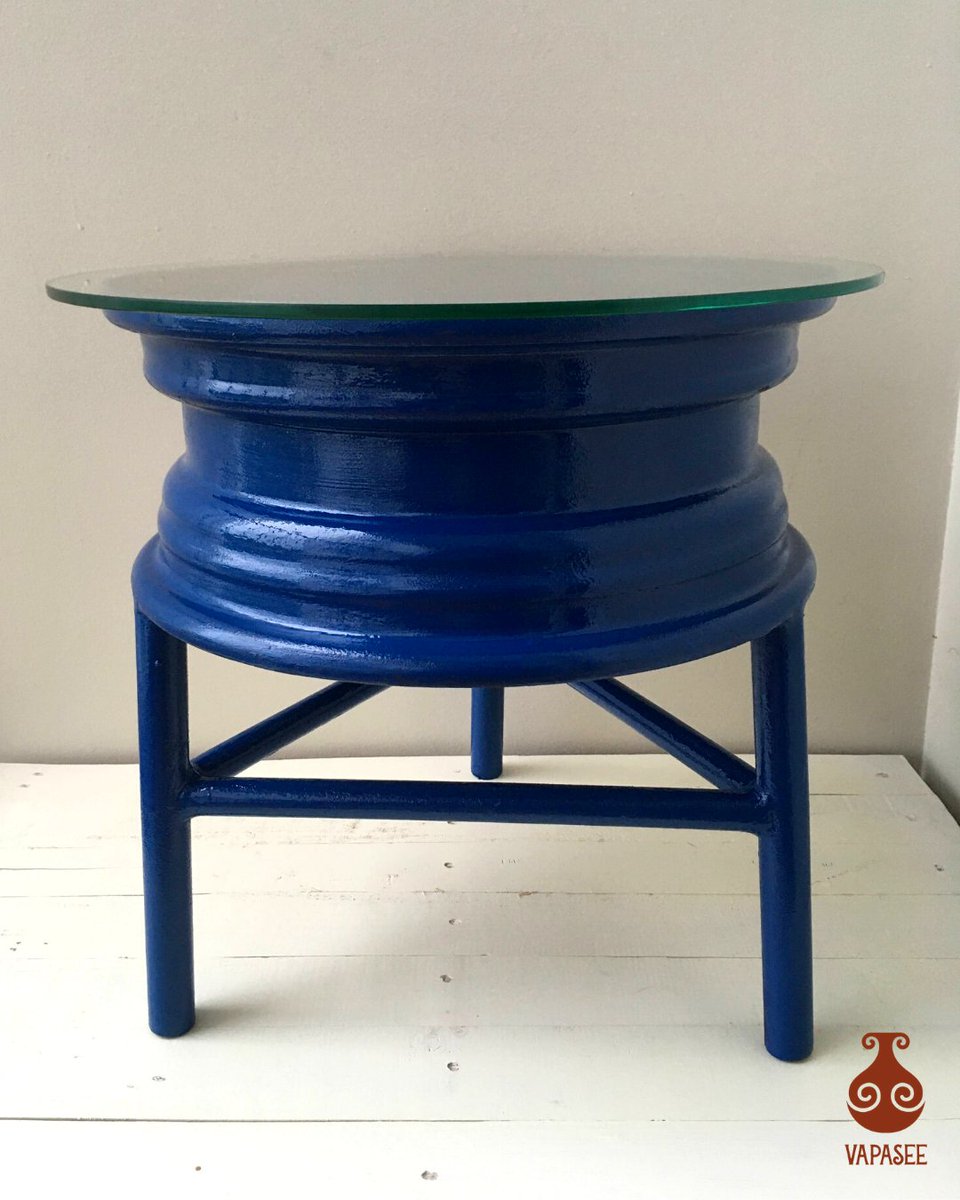 vapaseeindia's tweet photo. With three legs for added stability, this piece is finished with a splendid glass on top.  So, set to roll on with this amazing rim table?  [2/2]
#upcycledproducts #rimtable #tyrerim #homedecorkochi #sustainableliving #vocalforlocal #madeinindia #sustainabilitygoals #coffeetable https://t.co/AU8f0P4eJG