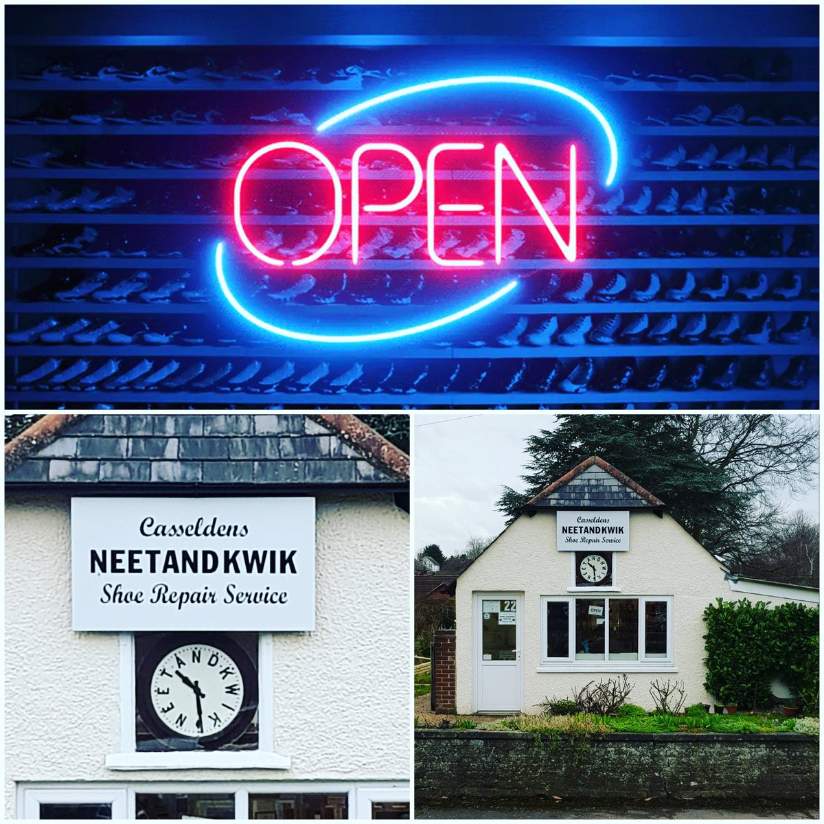 CasseldensShoes's tweet image. 🎉WE ARE OPEN🎉

CASSELDEN&apos;S NEETANDKWIK SHOE REPAIRS
So pleased to be opening our repair shop doors again today, Thursday 3rd December 👞👠🥾👣
Opening Hours
Mondays to Saturdays - 8:30am to 1pm

#shoerepairs #SmallBusiness #Bookham @CasseldensShoes @MoleLocal @livingkt22