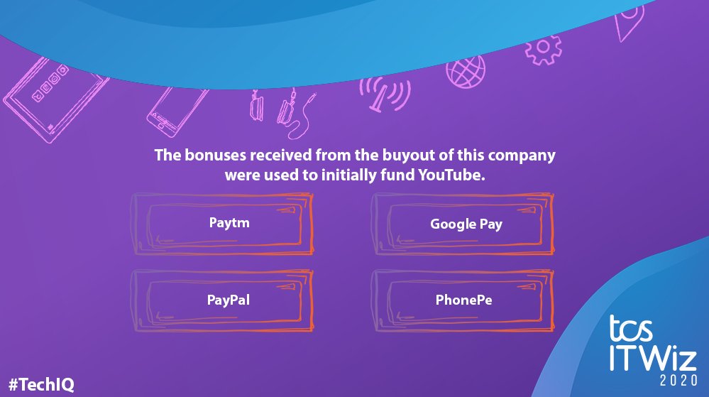 TCSITWiz's tweet photo. Do you know this fact about the origins of YouTube? Post the answer in comments.
#TechIQ #TCS #TCSITWiz https://t.co/o1COtsgxWj