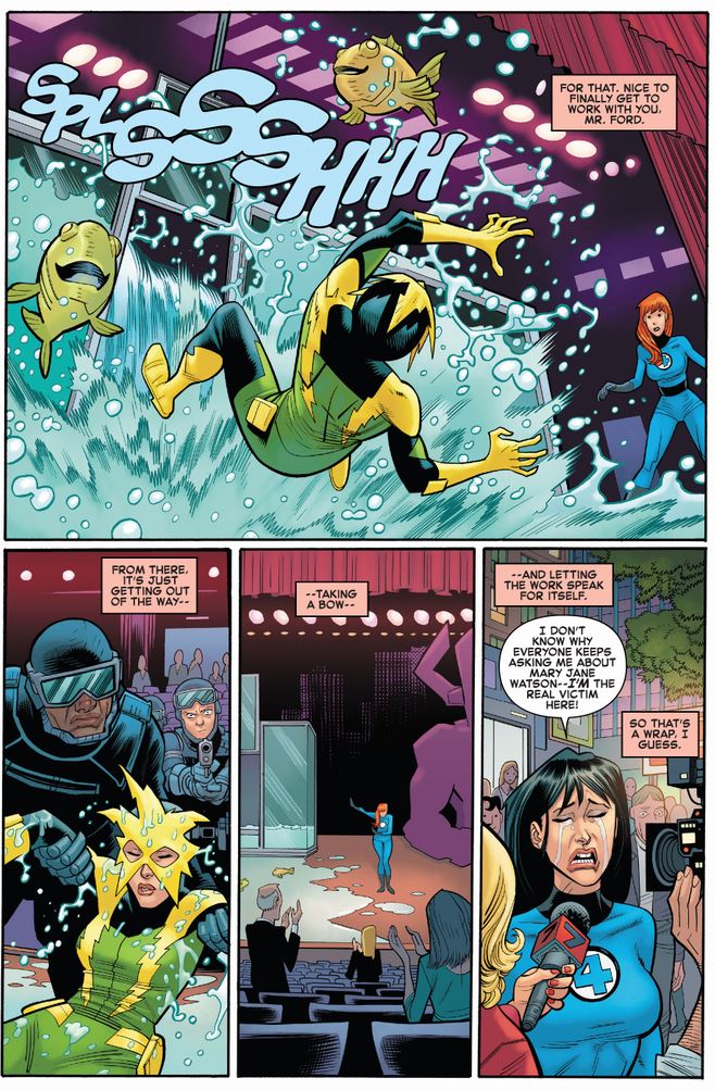 Mary Jane hatches a scheme to take down the female Electro with an epic monologue that not only saves the day, it makes her rediscover her passion for acting!