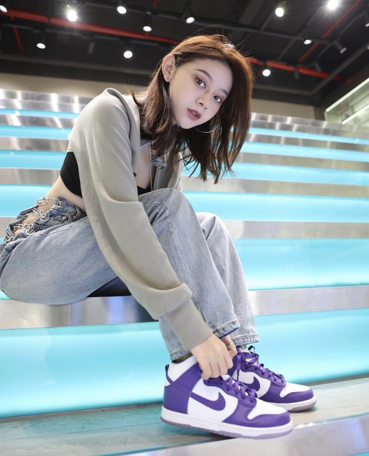 Nike dunk high purple white deals