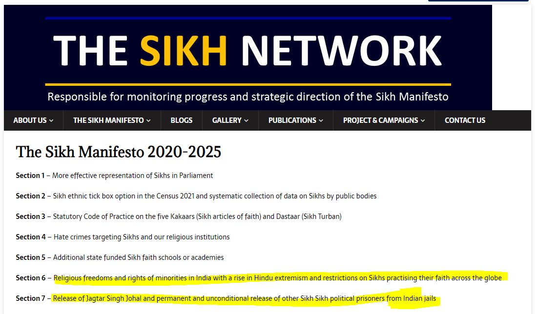 Now come to ‘ The Sikh network ‘ group. They known for their pro khalistani stand.Just look at their Manifesto. You will understand all the things.