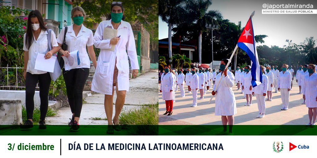 En este 2020, los trabajadores y estudiantes cubanos de la salud, cargados de profesionalidad, altruismo y solidaridad, no han cejado en el empeño de ganarle la batalla a la COVID-19. A todos, nuestro reconocimiento y el agradecimiento de #Cuba y del mundo. 

#CubaPorLaVida 🇨🇺