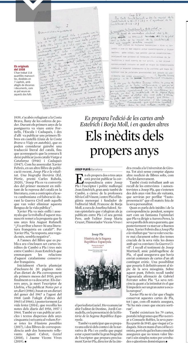 CarmeFenoll's tweet photo. 📘'La Història de la Segona República' /Josep Pla, @EdDestino, via @JosepPlaya cc @FJosepPla @CatedraPla #LV https://t.co/k0IcyE5qfB